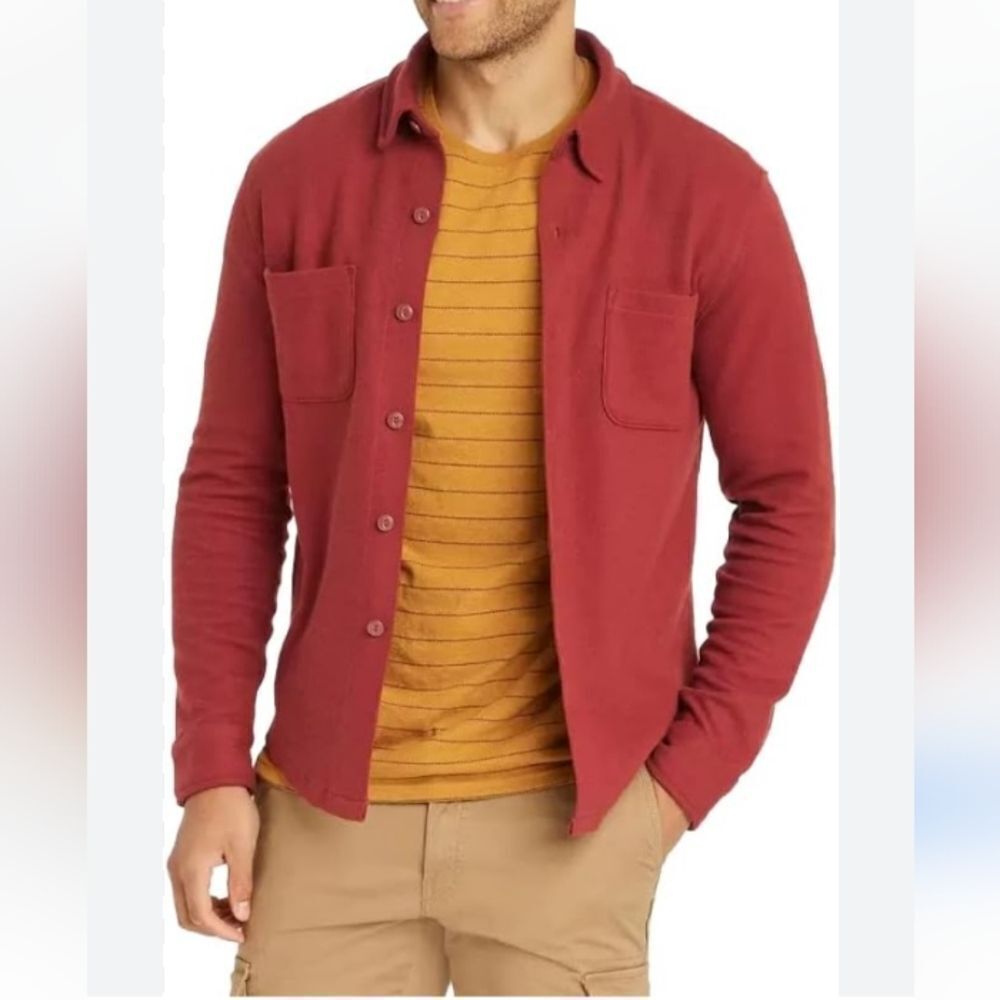 Good fellow & Co. Men's  knit button-down dark red normcore long-sleeve shirt XL